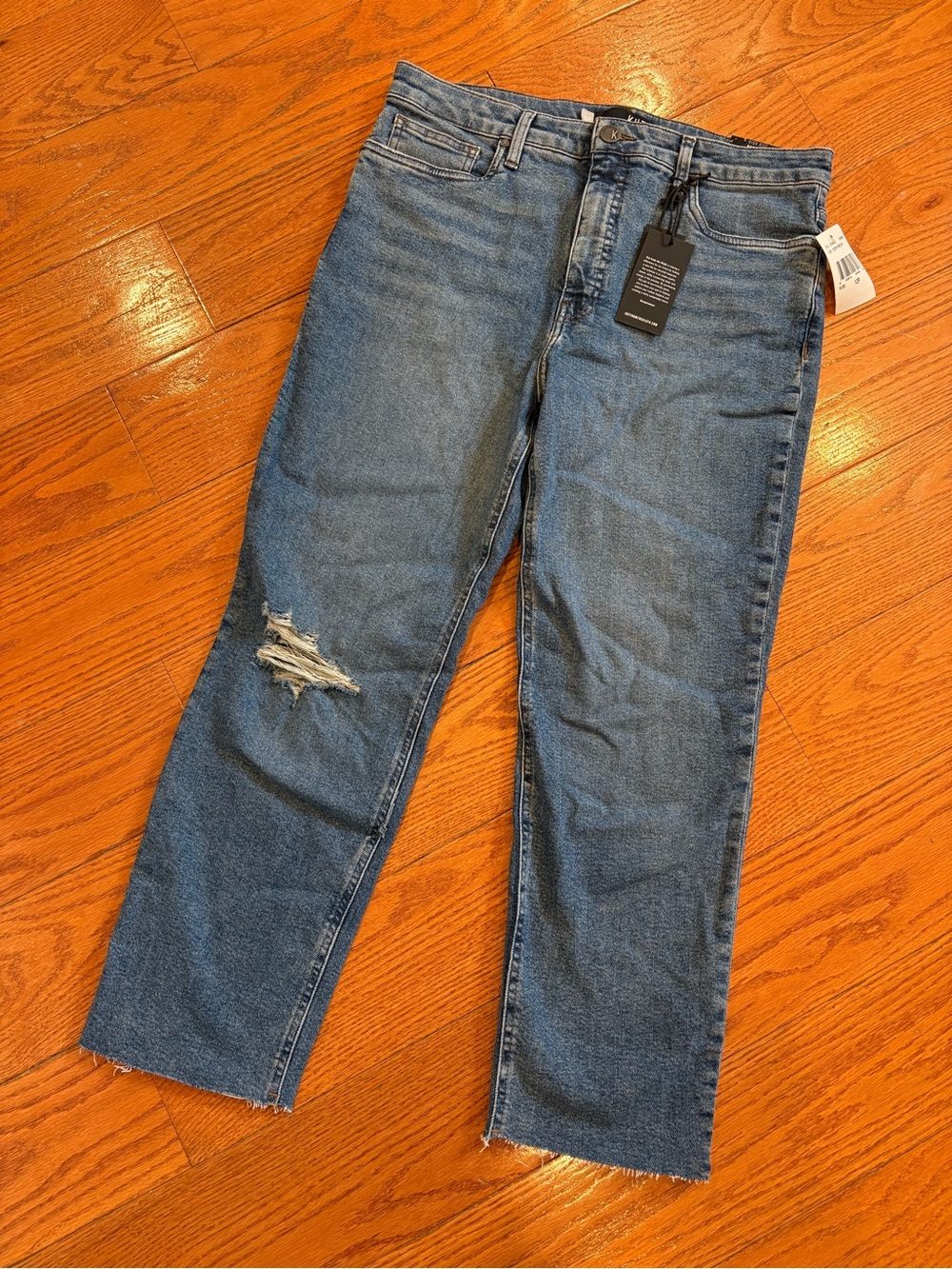KUT From The Kloth High Rise Fab Ab Mom Jeans NWT 12P Distressed Crop Denim